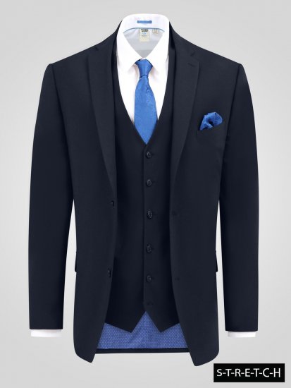 D555 Ted 4 Way Stretch Tailored Suit Jacket Mørkeblå - Dresser og blazere - Dresser i store størrelser