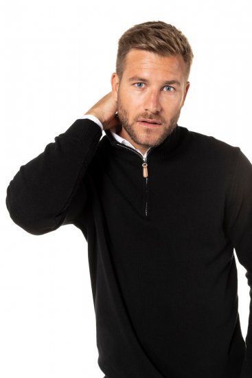 JP1880 716842 Halfzip strikkegenser Svart - Gensere og hettegensere - Store hettegensere - 2XL-14XL