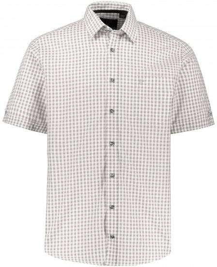 JP1880 Modern Fit Check Print Short Sleeve Shirt Grey - Skjorter - Store skjorter - 2XL-8XL