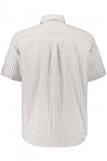 JP1880 Modern Fit Check Print Short Sleeve Shirt Grey - Skjorter - Store skjorter - 2XL-8XL