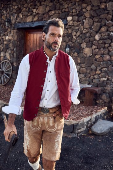 JP1880 Premium Goat Suede Staghorn Embroidery Shorts Leather Brown - Shorts - Store shorts - W40-W60