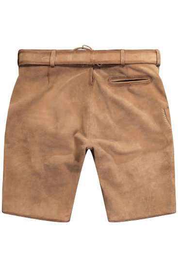JP1880 Premium Goat Suede Staghorn Embroidery Shorts Leather Brown - Shorts - Store shorts - W40-W60