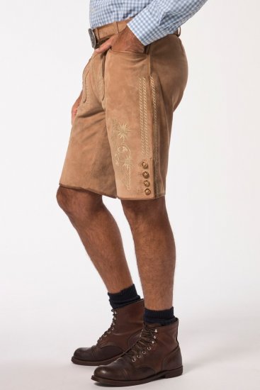 JP1880 Premium Goat Suede Staghorn Embroidery Shorts Leather Brown - JP1880 - JP1880 Store Herrestørrelser