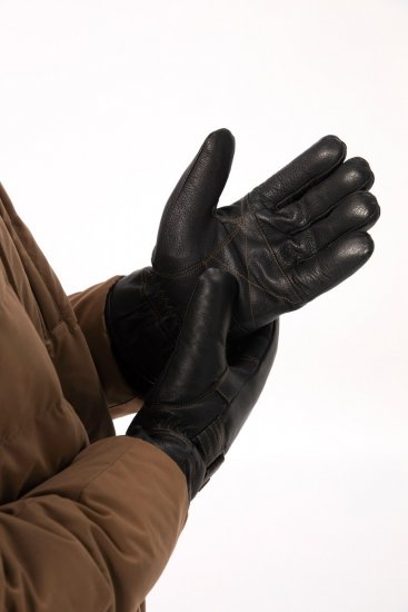 JP1880 Gloves Leather Warm Lining Black - Hansker - 