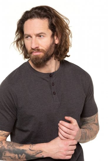 JP1880 726695 Henley t-skjorte Koksgrå - T-skjorter - Store T-skjorter - 2XL-14XL