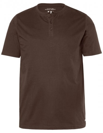 JP1880 Henley Basic T-Shirt with Buttons Brown - T-skjorter - Store T-skjorter - 2XL-14XL