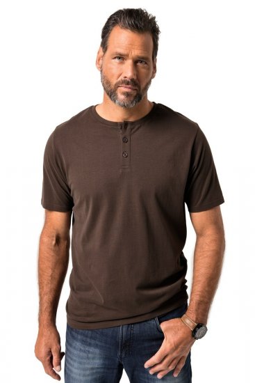 JP1880 Henley Basic T-Shirt with Buttons Brown - T-skjorter - Store T-skjorter - 2XL-14XL