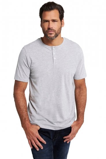 JP1880 726695 Henley t-skjorte Gråmelert - T-skjorter - Store T-skjorter - 2XL-14XL