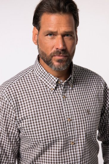 JP1880 Long Sleeve Check Print Traditional Shirt Brown - Skjorter - Store skjorter - 2XL-8XL
