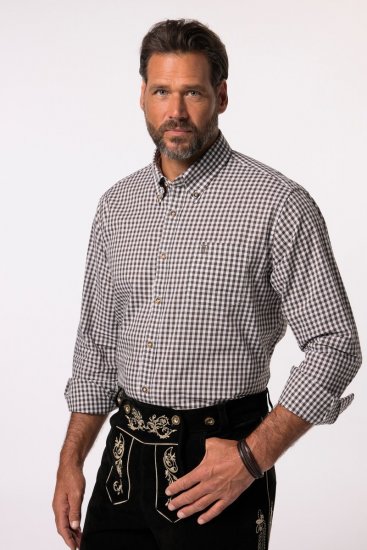 JP1880 Long Sleeve Check Print Traditional Shirt Brown - Skjorter - Store skjorter - 2XL-8XL