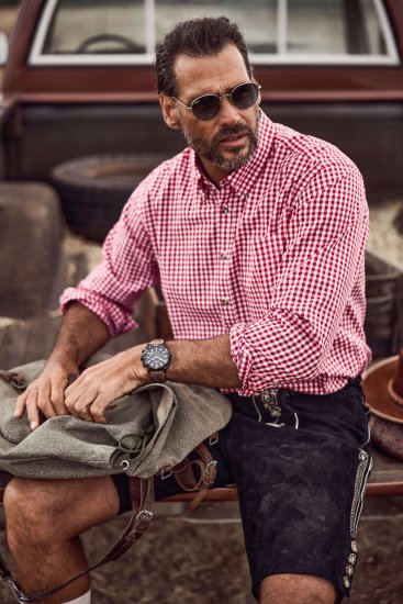 JP1880 Modern Fit Button-Down Collar Long Sleeve Check Shirt Light Red - Skjorter - Store skjorter - 2XL-8XL