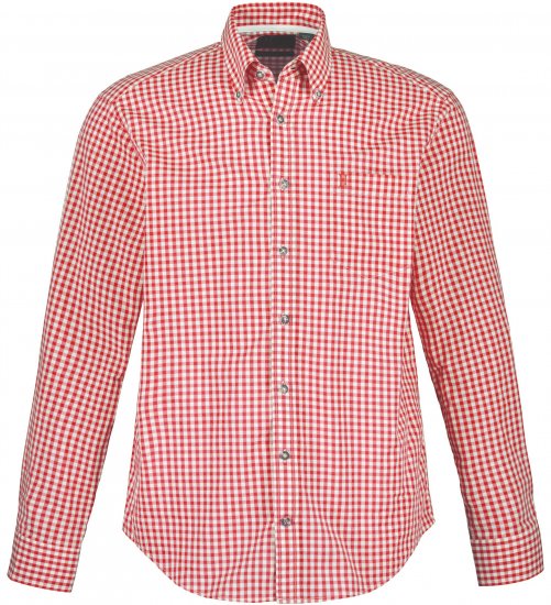JP1880 Modern Fit Button-Down Collar Long Sleeve Check Shirt Light Red - Skjorter - Store skjorter - 2XL-8XL