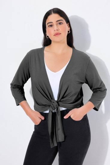 Ulla Popken 794514 Jerseybolero med knyting Antrasitt - Boleroer - 