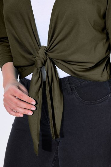 Ulla Popken 794514 Jerseybolero med knyting Mørkegrønn - Boleroer - 