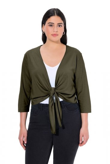 Ulla Popken 794514 Jerseybolero med knyting Mørkegrønn - Boleroer - 