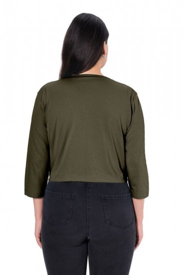 Ulla Popken 794514 Jerseybolero med knyting Mørkegrønn - Boleroer - 