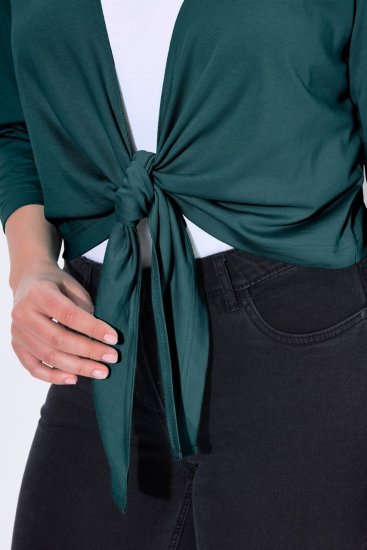 Ulla Popken 794514 Jerseybolero med knyting Petrol - Boleroer - 