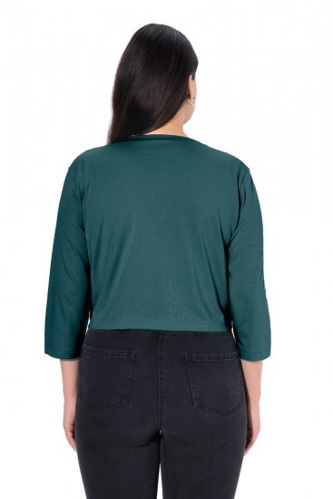 Ulla Popken 794514 Jerseybolero med knyting Petrol - Boleroer - 