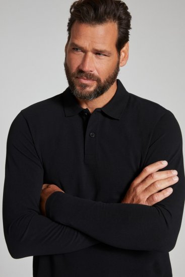 JP1880 799230 Langermet pikéskjorte Svart - Polo- & piqueskjorter - Poloskjorte i store størrelser - 2XL-8XL