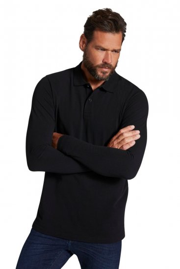JP1880 799230 Langermet pikéskjorte Svart - Polo- & piqueskjorter - Poloskjorte i store størrelser - 2XL-8XL