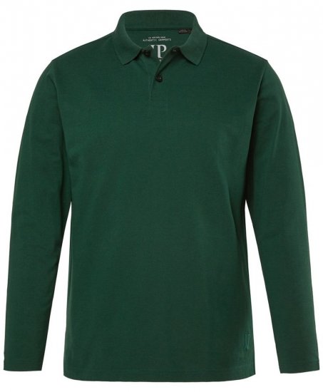 JP1880 Polo Shirt Long Sleeve Pique Dark Green - Polo- & piqueskjorter - Poloskjorte i store størrelser - 2XL-8XL