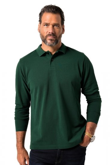 JP1880 Polo Shirt Long Sleeve Pique Dark Green - Polo- & piqueskjorter - Poloskjorte i store størrelser - 2XL-8XL