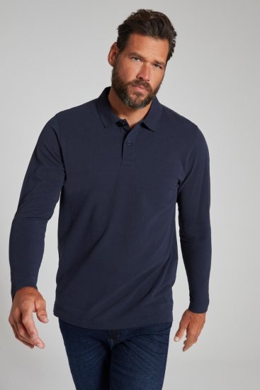 JP1880 799230 Langermet pikéskjorte Mørkeblå - Polo- & piqueskjorter - Poloskjorte i store størrelser - 2XL-8XL