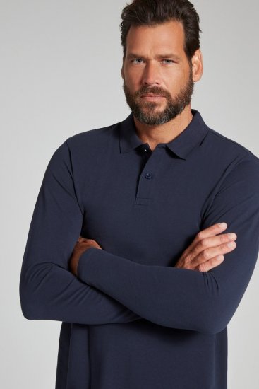 JP1880 799230 Langermet pikéskjorte Mørkeblå - Polo- & piqueskjorter - Poloskjorte i store størrelser - 2XL-8XL