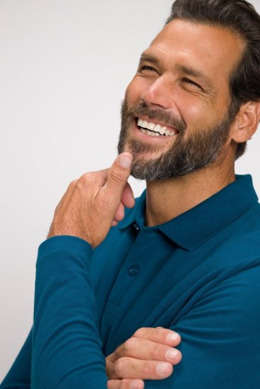 JP1880 Polo Shirt Long Sleeve Pique Blue - Polo- & piqueskjorter - Poloskjorte i store størrelser - 2XL-8XL