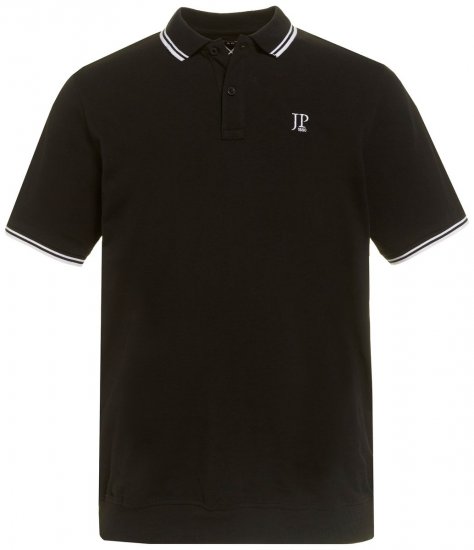 JP1880 802789 Pikéskjorte med hvit kontrastkrage Svart - Polo- & piqueskjorter - Poloskjorte i store størrelser - 2XL-8XL