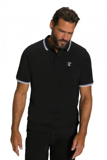 JP1880 802789 Pikéskjorte med hvit kontrastkrage Svart - Polo- & piqueskjorter - Poloskjorte i store størrelser - 2XL-8XL