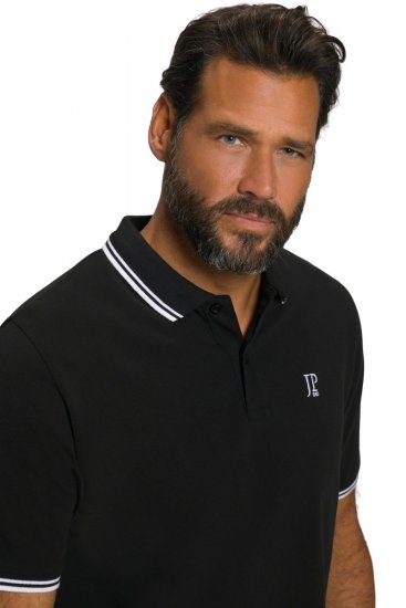 JP1880 802789 Pikéskjorte med hvit kontrastkrage Svart - Polo- & piqueskjorter - Poloskjorte i store størrelser - 2XL-8XL