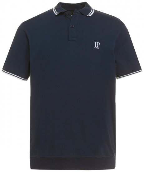 JP1880 802789 Pikéskjorte med hvit kontrastkrage Mørkeblå - Polo- & piqueskjorter - Poloskjorte i store størrelser - 2XL-8XL