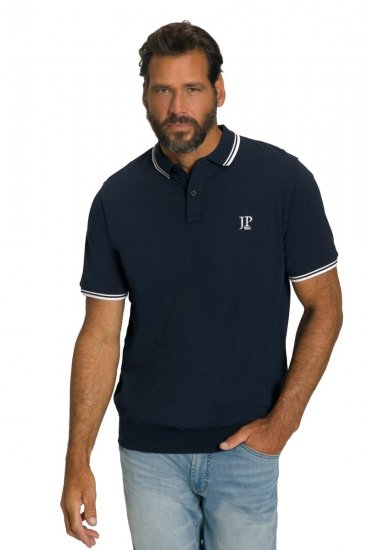 JP1880 802789 Pikéskjorte med hvit kontrastkrage Mørkeblå - Polo- & piqueskjorter - Poloskjorte i store størrelser - 2XL-8XL