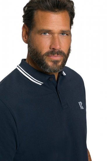 JP1880 802789 Pikéskjorte med hvit kontrastkrage Mørkeblå - Polo- & piqueskjorter - Poloskjorte i store størrelser - 2XL-8XL