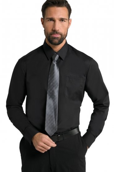 JP1880 Shirt Business Kent Collar Long Sleeve Black TALL - HERREKLÆR MT-6XLT - Klær for høye menn