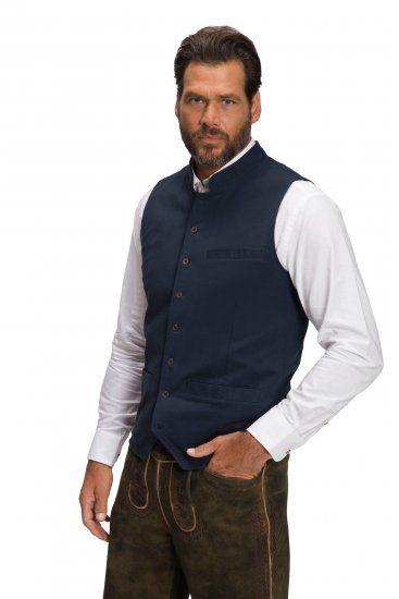 JP1880 Mottled Stretch Knit Stand-up Collar Vest Navy Blue - Jakker - Store jakker - 2XL-12XL