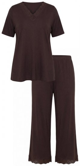 Ulla Popken 806944 Kortermet pyjamas Brun - Pyjamas/Loungewear - 