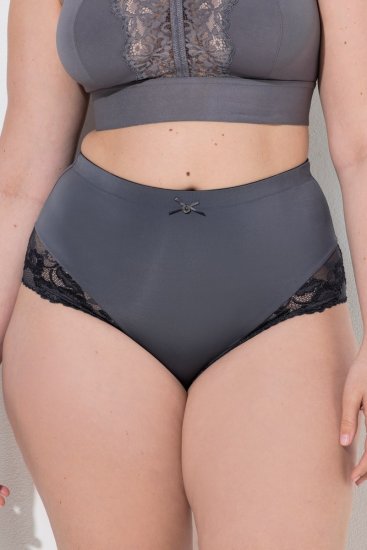 Ulla Popken 809385 Formende truser med blonder Antrasitt - Shapewear - 