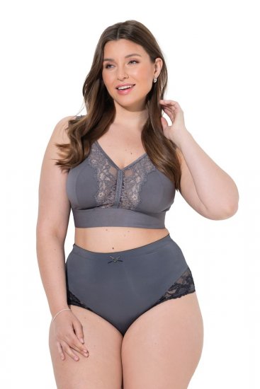 Ulla Popken 809385 Formende truser med blonder Antrasitt - Shapewear - 