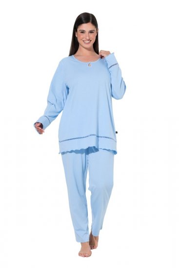 Ulla Popken 810592 Pyjamas med blonder Lyseblå - Pyjamas/Loungewear - 