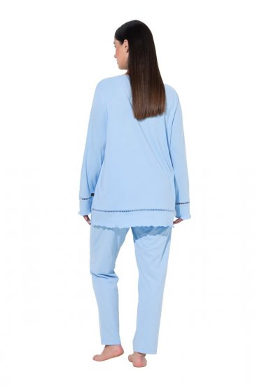 Ulla Popken 810592 Pyjamas med blonder Lyseblå - Pyjamas/Loungewear - 