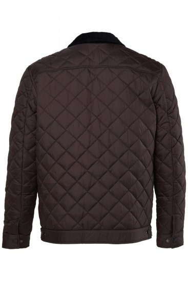 JP1880 811805 Quiltet jakke med kordfløyelskrage Svartbrun - Jakker - Store jakker - 2XL-12XL