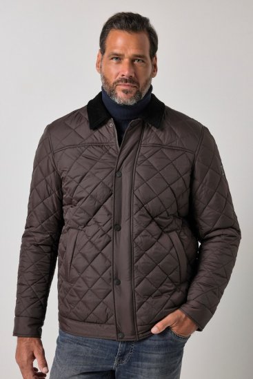 JP1880 811805 Quiltet jakke med kordfløyelskrage Svartbrun - Jakker - Store jakker - 2XL-12XL