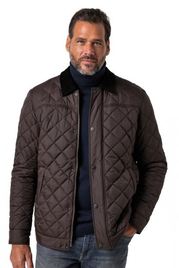 JP1880 811805 Quiltet jakke med kordfløyelskrage Svartbrun - Jakker - Store jakker - 2XL-12XL