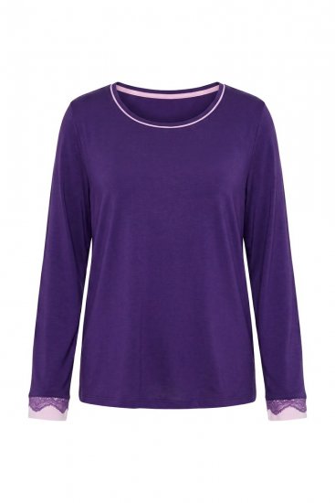 Ulla Popken 812441 Langermet pyjamas med blonder Kongeblå - Pyjamas/Loungewear - 