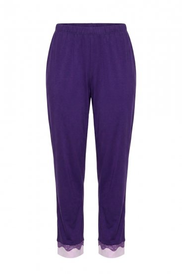 Ulla Popken 812441 Langermet pyjamas med blonder Kongeblå - Pyjamas/Loungewear - 