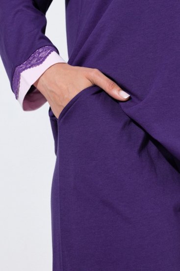 Ulla Popken 812441 Langermet pyjamas med blonder Kongeblå - Pyjamas/Loungewear - 