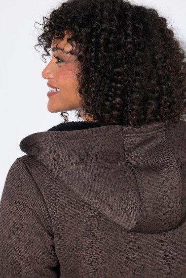 Ulla Popken 812880 Strikkefleecejakke med teddyfleece Taupe - Fleecetøy - 