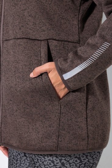 Ulla Popken 812880 Strikkefleecejakke med teddyfleece Taupe - Fleecetøy - 